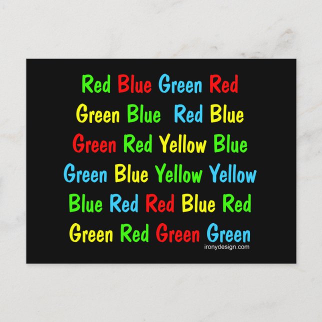 Postal La prueba de stroop (Anverso)