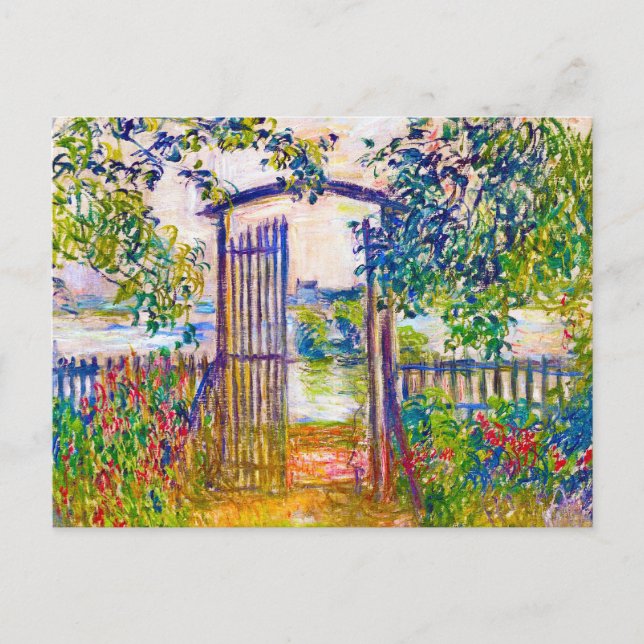 Postal La Puerta del Jardín en Vetheuil Claude Monet (Anverso)