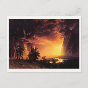 Postal La puesta de sol de Albert Bierstadt en el valle d