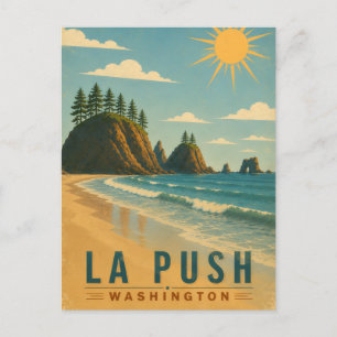 Postal ¡La Push, Baby! Arte de cartel de viaje costero vi
