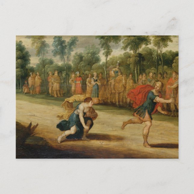Postal La raza de Atalanta e Hippomenes (aceite en el pan (Anverso)
