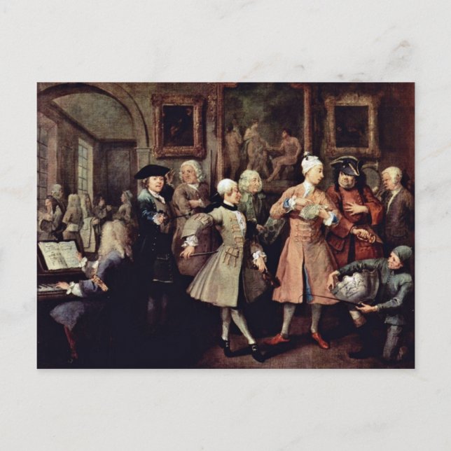 Postal La Recepción De La Mañana Por Hogarth William (Anverso)