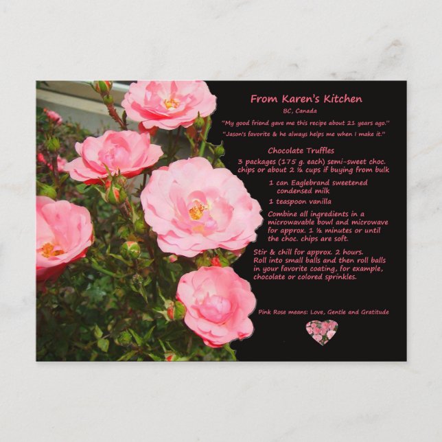 Postal La receta de trufas de chocolate de Karen (Anverso)