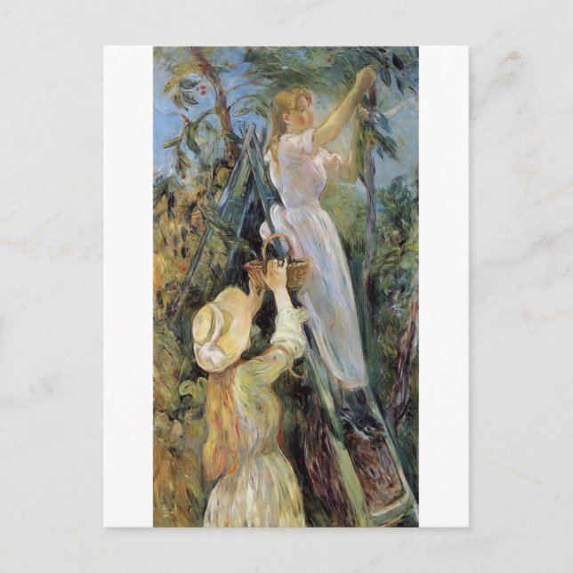 Postal La recolectora de cerezas de Berthe Morisot Tarjet (Anverso)