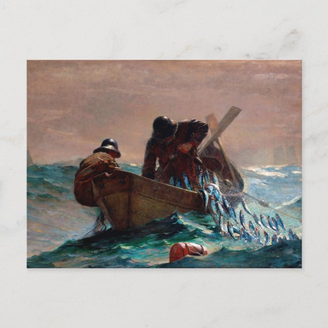 Postal La red de arenques de Winslow Homer (1885) (Anverso)