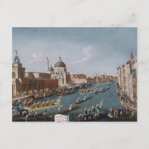 Postal La Regata de Mujeres en el Gran Canal de Venecia
