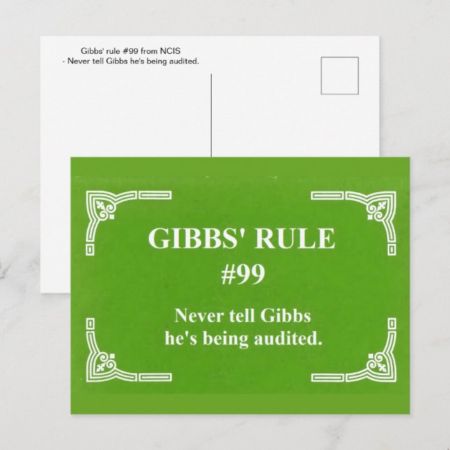 Postal la regla 99 de Gibbs (Anverso / Reverso)