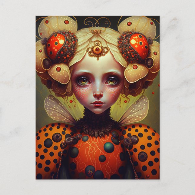Postal La Reina de la Boca de Ladybug 2 Arte de fantasía (Anverso)