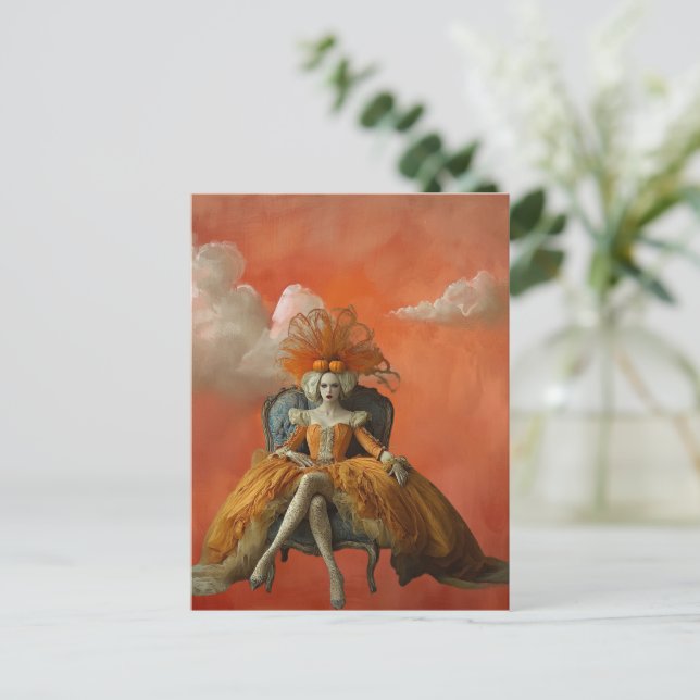Postal La reina de la calabaza | Postcarta de arte surrea (Anverso de pie)