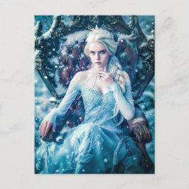 Postal La reina de la nieve en su trono