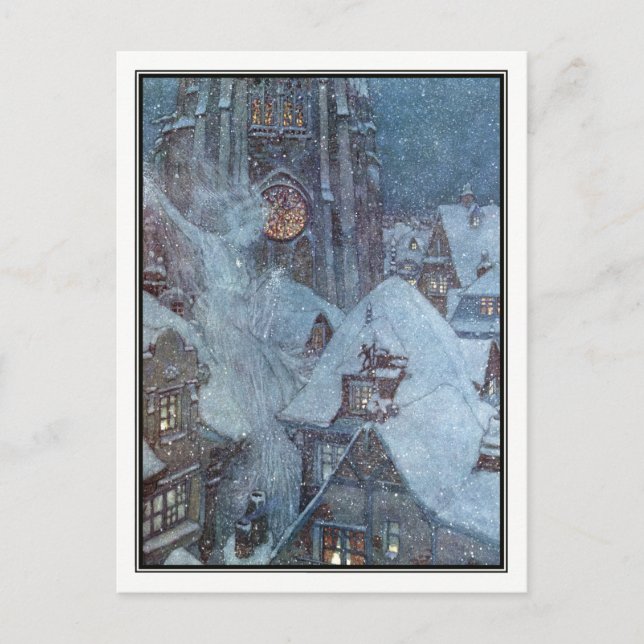 Postal La Reina de la Nieve por Edmund Dulac (Anverso)