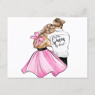 Postal La Reina de mi corazón pareja del día de San Valen