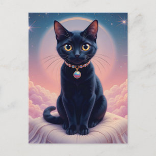 Postal La Reina Del Cielo De Gatos Negros