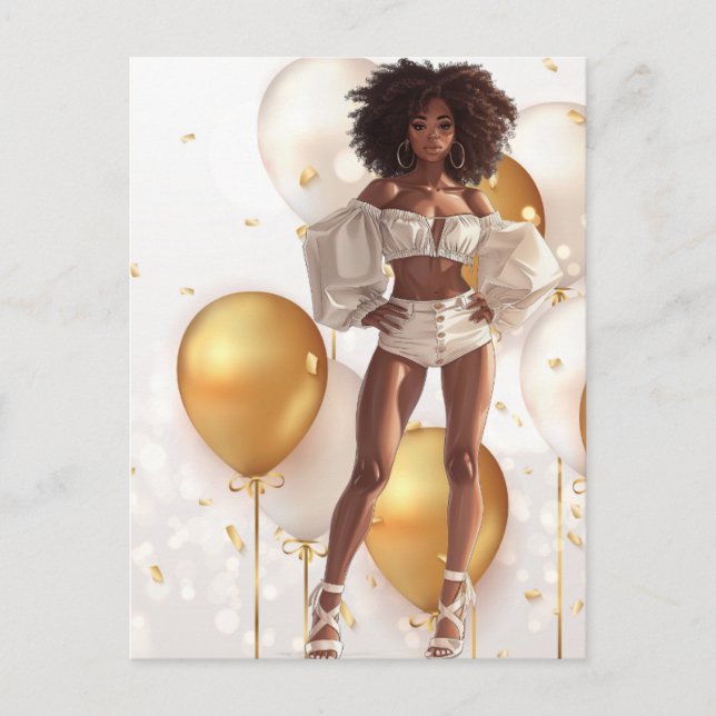 Postal La reina negra afroamericana Melanin Sista Shopp (Anverso)