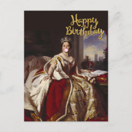 POSTAL LA REINA VICTORIA SOPLANDO UN CHICLE ROSA 