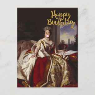 POSTAL LA REINA VICTORIA SOPLANDO UN CHICLE ROSA 