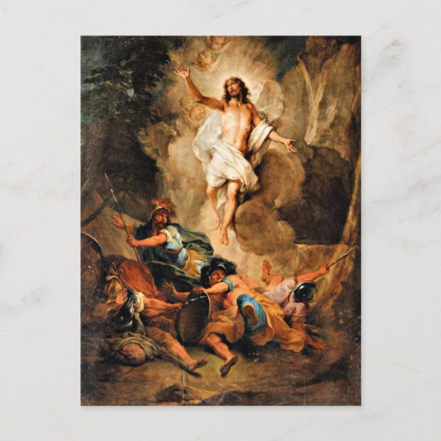 Postal La resurrección de Cristo, la pintura del arte fin (Anverso)