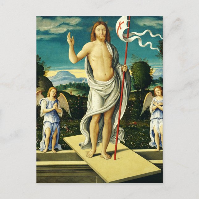 Postal La resurrección de Jesús por Girolamo da Santacroc (Anverso)