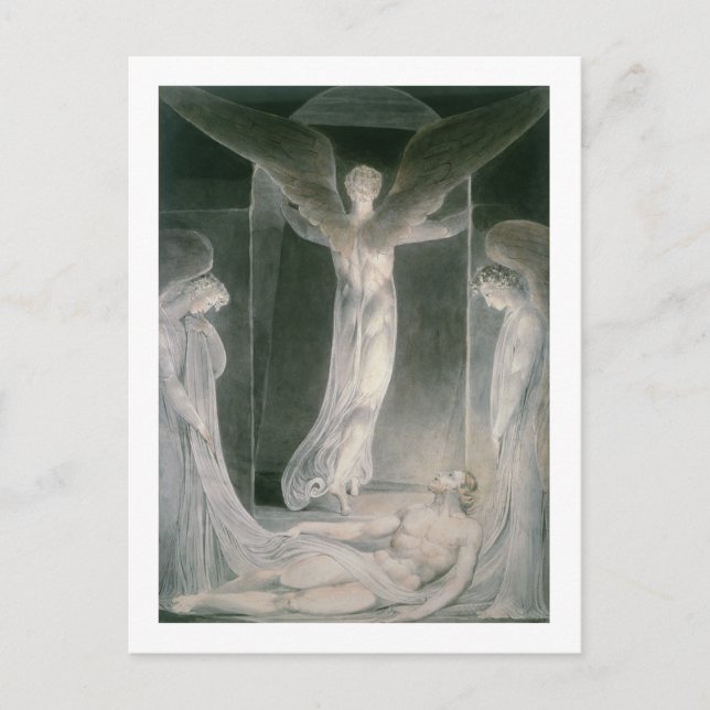 Postal La resurrección: Los ángeles derramando la piedra (Anverso)