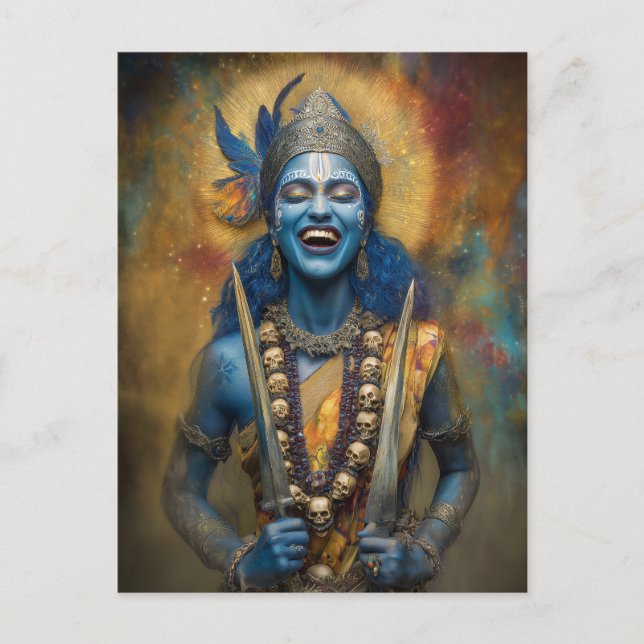 Postal La risa divina de Kali: pintura de la diosa Shakti (Anverso)