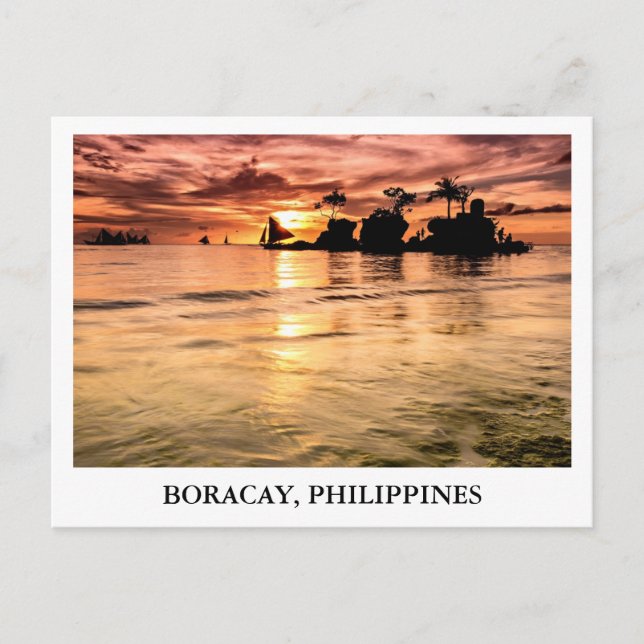 Postal La roca de Willy en Boracay, Filipinas (Anverso)