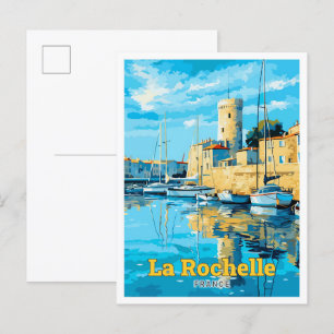 Postal La Rochelle Francia Viaje Ilustracion Viejo