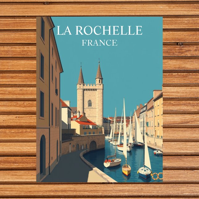 Postal La Rochelle, Francia: Viajes de arte (La Rochelle, France: Vintage Travel Art Postcard
)