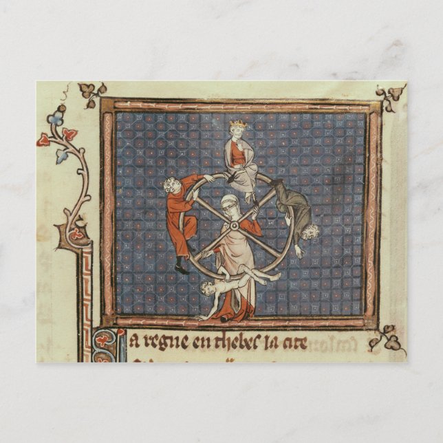 Postal La rueda de la fortuna, de Ovide Moralize (Anverso)