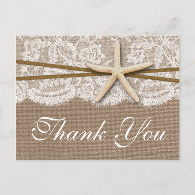 Postal La Rustic Starfish Beach Wedding (Anverso)