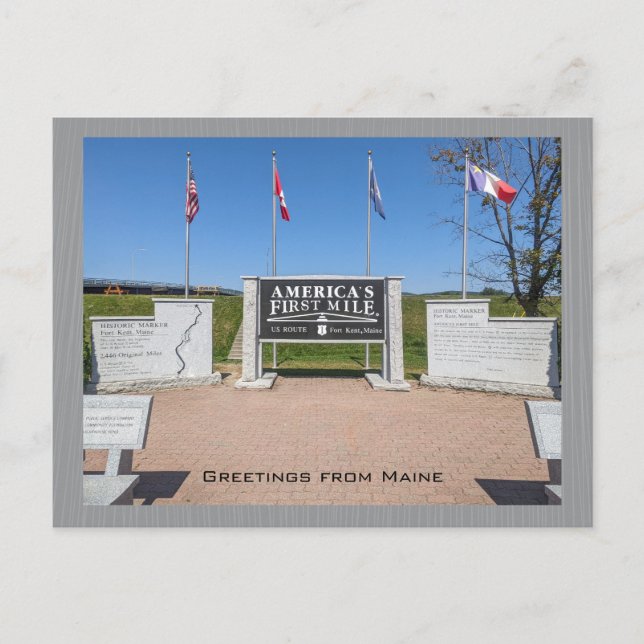 Postal La ruta 1 de Estados Unidos: El primer monumento a (Anverso)