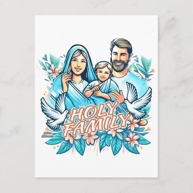 Postal La sagrada familia (Anverso)