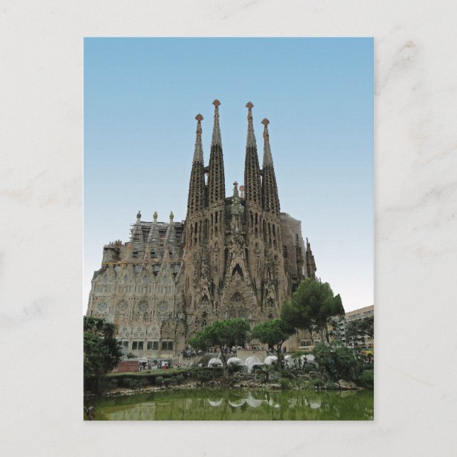 Postal La Sagrada Familia, Barcelona, España (Anverso)
