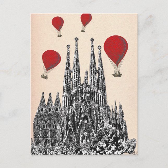 Postal La Sagrada Familia y los globos rojos 2 (Anverso)