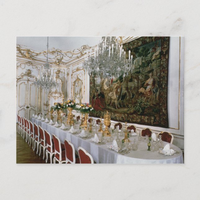 Postal La sala de banquetes del Estado diseñada por Nikol (Anverso)