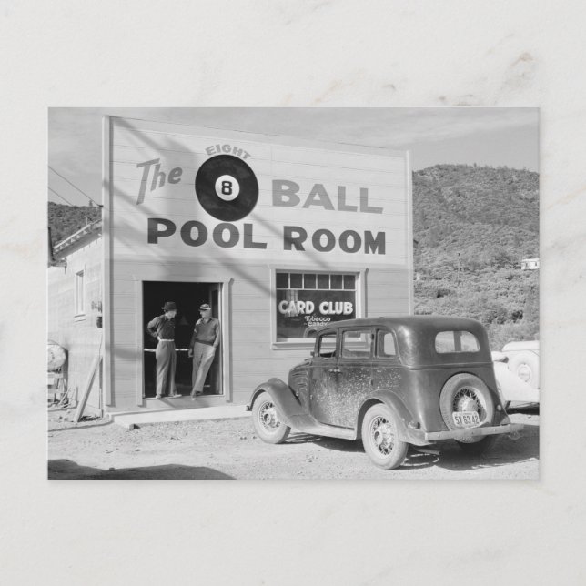 Postal La Sala de Billar Eight Ball, 1940 (Anverso)