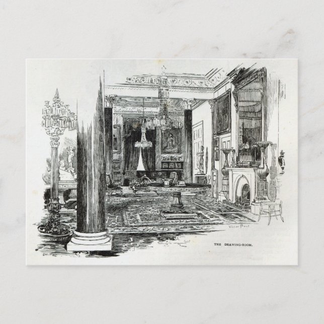 Postal La sala de dibujo, la casa Osborne (Anverso)
