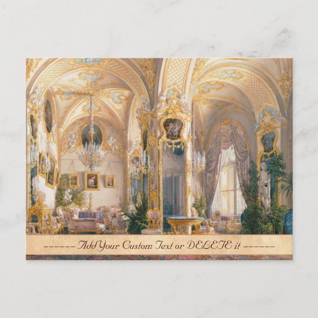 Postal La sala de dibujos al estilo Rococo II, con cúpido (Anverso)