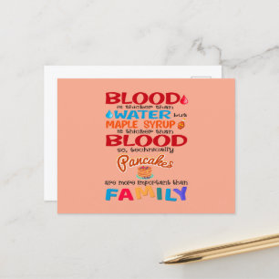 Postal La sangre es más espesa que el agua pero el jarabe