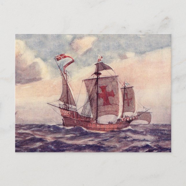 Postal "La Santa María " de la línea blanca de la (Anverso)