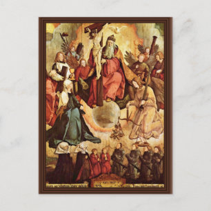 Postal La Santísima Trinidad Con Ángeles, Santos Y Sus Fu