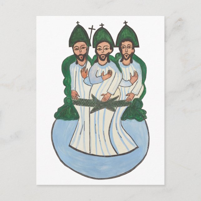 Postal La Santísima Trinidad Pintura de arte folclórico v (Anverso)