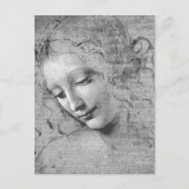 Postal La Scapigliata de Leonardo da Vinci (Anverso)
