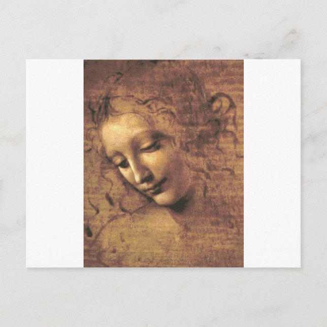Postal La Scapigliata de Leonardo da Vinci (Anverso)