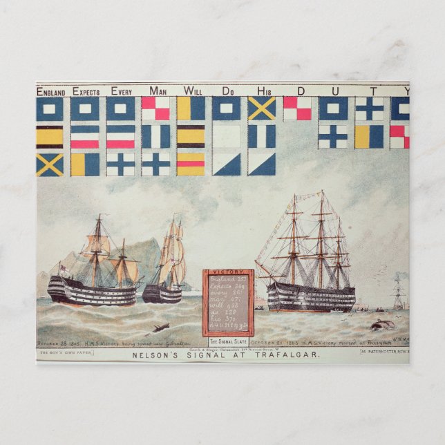 Postal La señal de Nelson en Trafalgar (Anverso)