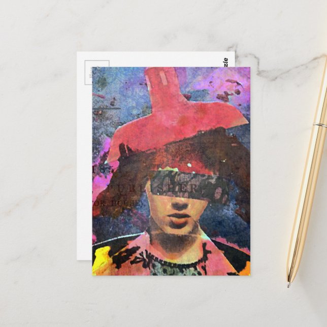 Postal La Señora del Sombrero de Pantalla (Anverso/Reverso In Situ)