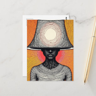 Postal La Señora del Sombrero de Pantalla