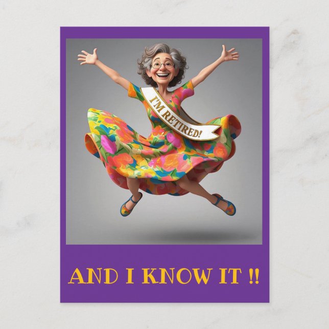 POSTAL " LA SEÑORA FINALMENTE SE JUBILÓ " (Anverso)