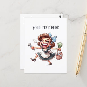 Postal La señora retro vintage de Guay agrega texto