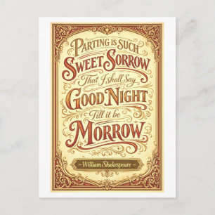 Postal "La separación es una pena tan dulce" Shakespeare