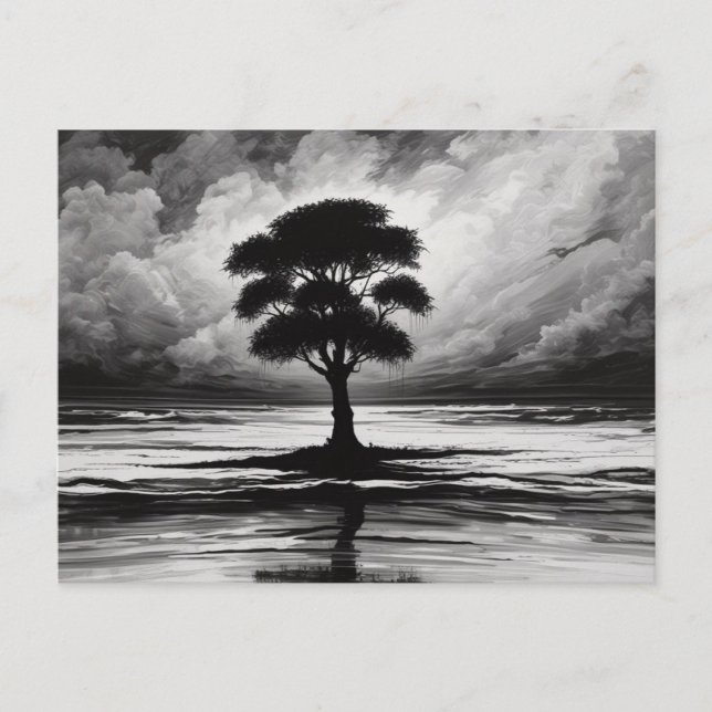 Postal La serenidad solitaria: La resiliencia de un árbol (Anverso)